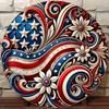 Yousheng Patriotic Wall Hanging Decoration, Red White Blue Star Stripe Wooden Round Sign, 4th of July Front Door Wreath Alternative, Home Porch