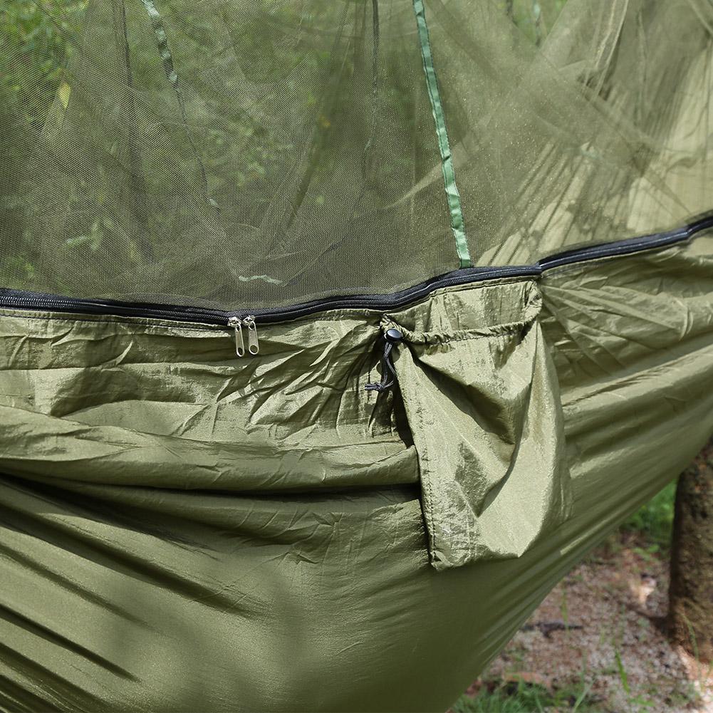 Double Person Camping Hammock With Mosquito Net for Outdoor Garden Jungle(Military green)