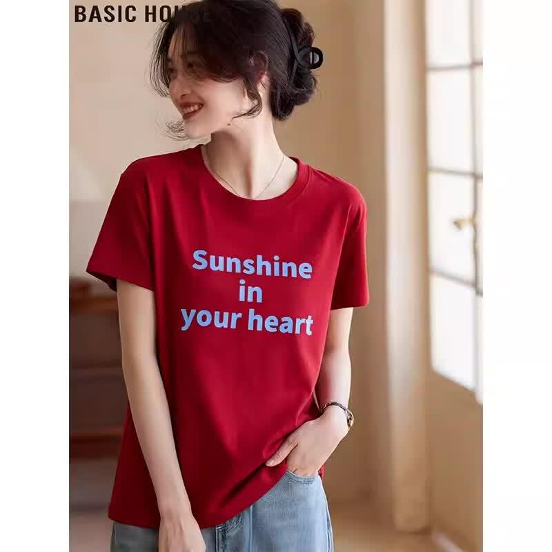 Basic House Women s Silk Blend Printed Short Sleeve T-Shirt M
