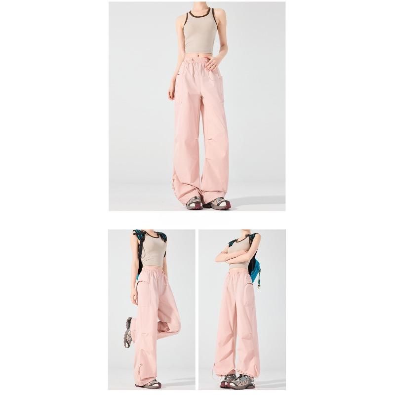 Pantaloni Traspiranti Impermeabili Colorati in Seta di Ghiaccio Asciugatura Rapida Gamba Larga Paracadute Ultraleggeri Antivento Protezione Solare per Donna