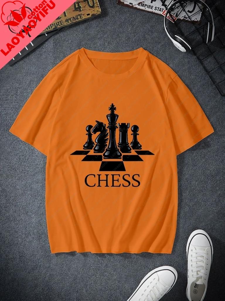 Classic Chess Fashion Printed Unisexs Tshirt Everyday Casual Street Wear Spring And Summer Unisexs Top Cotton 0 Neck Tshirt