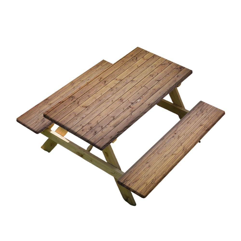 Elastic Wood Grain Outdoor Table and Chairs Cover Set (3-Piece)