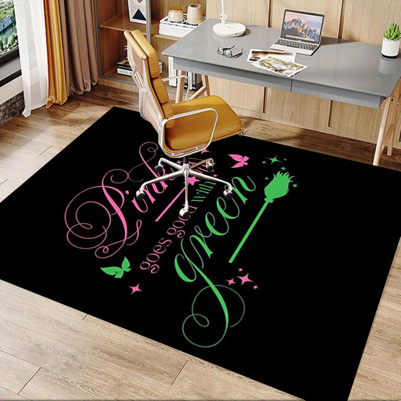 Pink, Green,wicked Pattern Polyester Office Carpet Chair Mats, Home Decor Dormitory Floor Protector