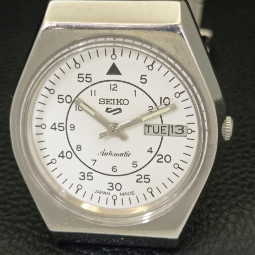 AUTOMATIC 6309A VINTAGE SEIKO 5 JAPAN MENS WHITE COLOR DIAL WATCH A701475-5