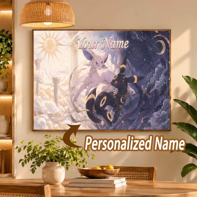 Umbreon Espeon Custom Name Diamond Painting Personalized 5D Full Drill DIY Diamond Art Home Decor