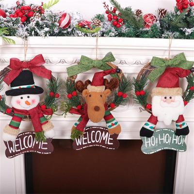 Christmas Wreath Garlands Santa Claus Snowman Hanging Garland for 2025 New Year 2024 Xmas Navidad Decoration Ornaments