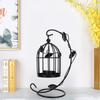 Retro Hollow Out Bird Cage Iron  Ing Candle Holder Candlestick Lantern Home Decor (Black)