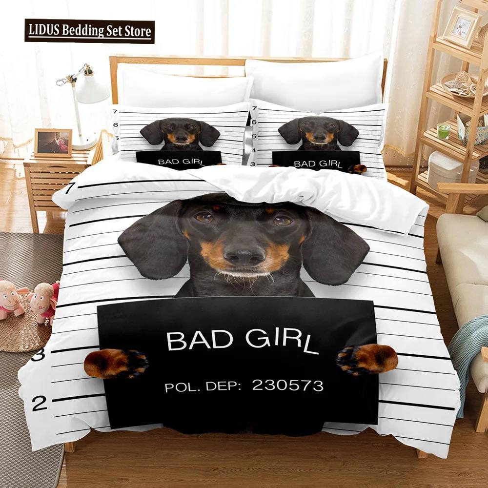 Hunde Tröster Bettbezug Einzel Kinder Niedliches Bettwäscheset Cartoon Welpenmuster Bettbezug Set 3D Stepp-/Deckbettbezug Kissenbezüge