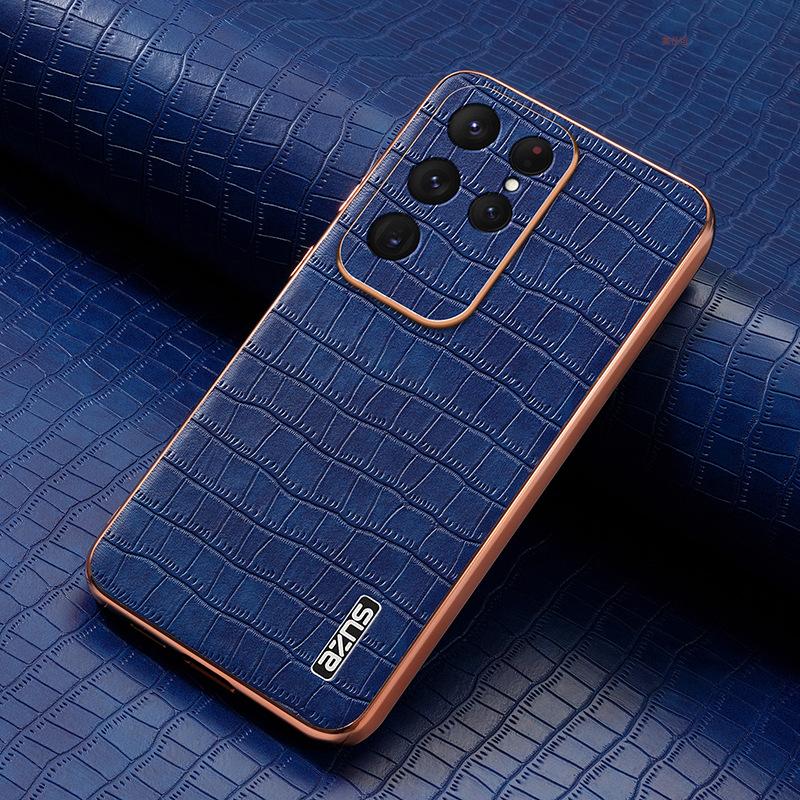 Suitable for Samsung S24ultra Phone Case with Crocodile Leather Texture. Samsung All-inclusive 25plus Anti-drop S23 Men's Leather Case