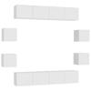8 Piece TV Cabinet Set White Particleboard