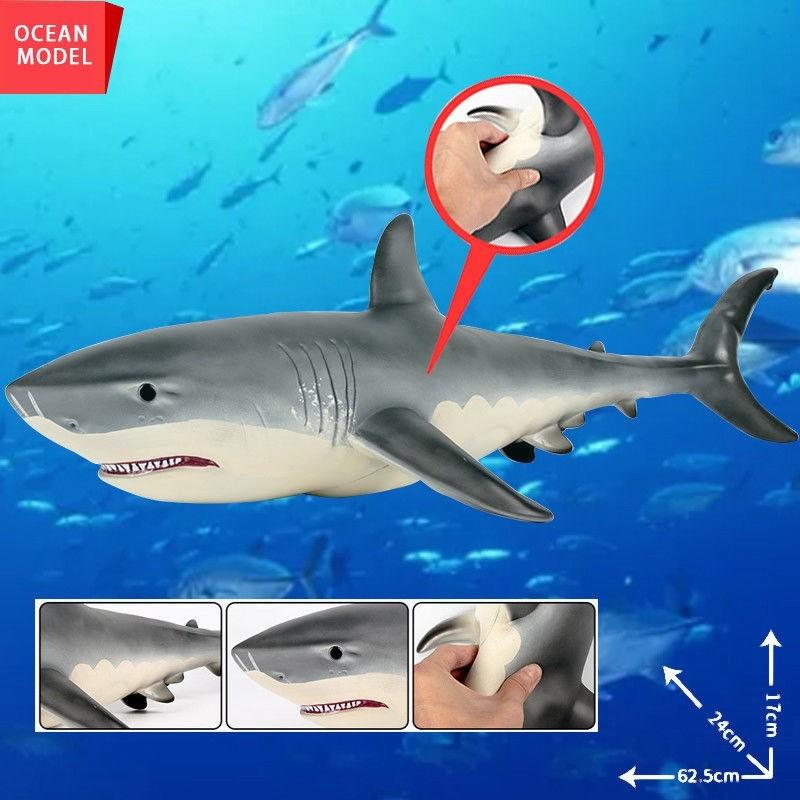 62.5cm Large Size Megalodon Great White Shark Simulation Animal Model Toy For Kids
