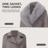 Women’s Faux Fur Coats 2 Way Wear Outfit Detachable Fur Collar Zipper Jacket Matte Faux Suede Crop Top Stylish Motobike Wear