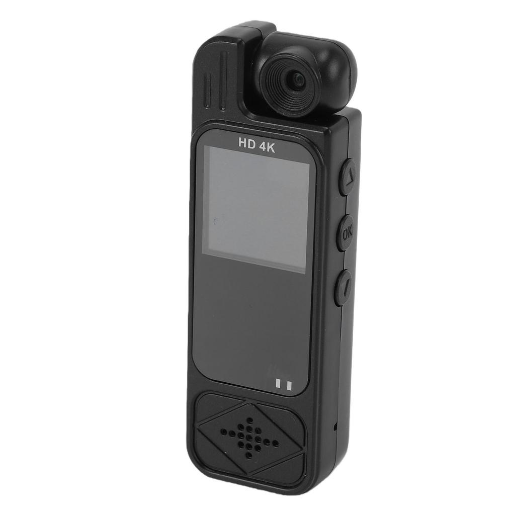 4K Body Worn Camera HD 1080P Portable Video Recorder Wearable Cam with 180 degrees  Rotatable Lens and Back Clip