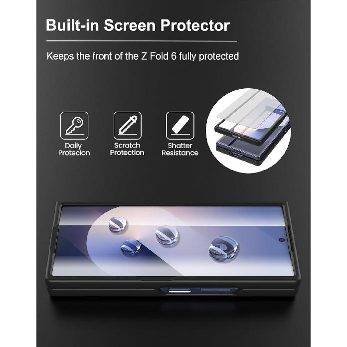 Foluu Case for Samsung Galaxy Z Fold 6, with Front Built-in Screen Protector, PU Leather + Hard PC Shell Ultra Thin Slim Durable Protective Phone