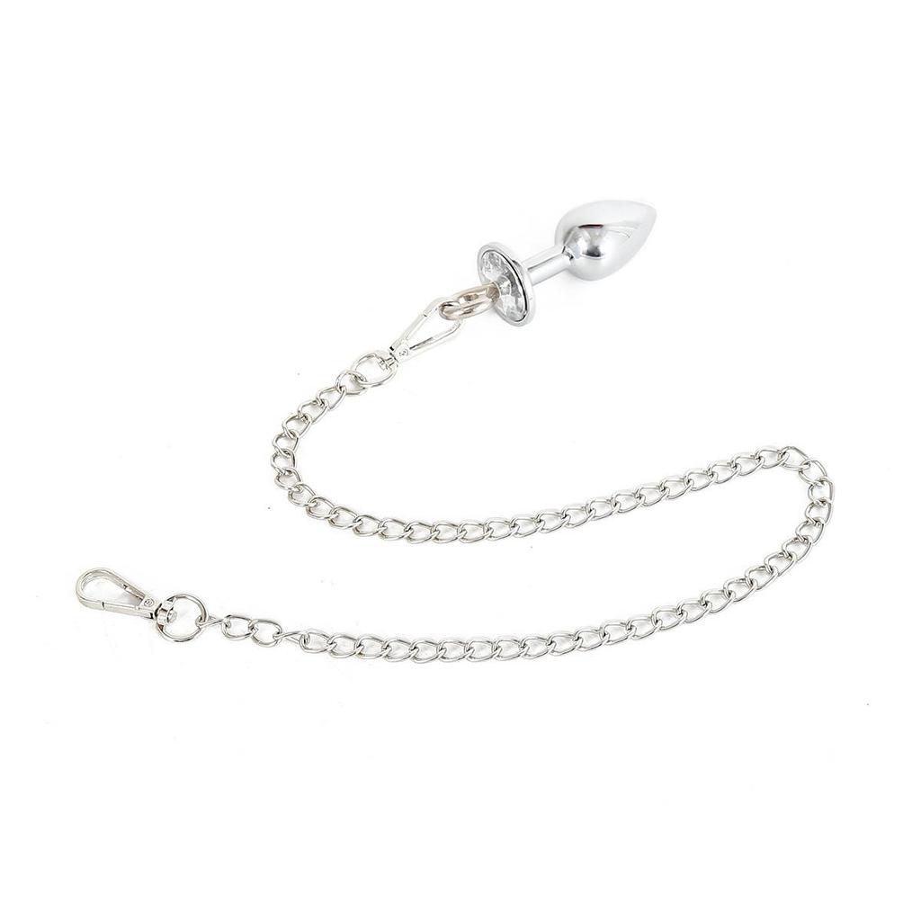 Stainless Steel Butt Plug Chain Leather Whip BDSM Adult Sex Toy Tail Plug Slave Fetish