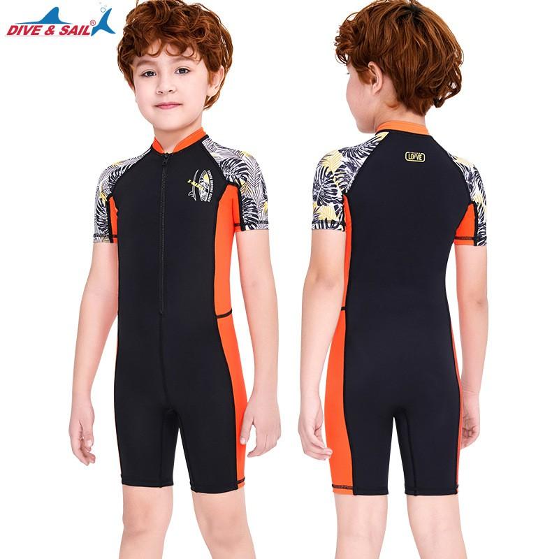 Children's Swimsuit Boys One-piece Short-sleeved Swimming Trunks Sun-proof Quick-drying Breathable Comfortable Snorkeling Surfing