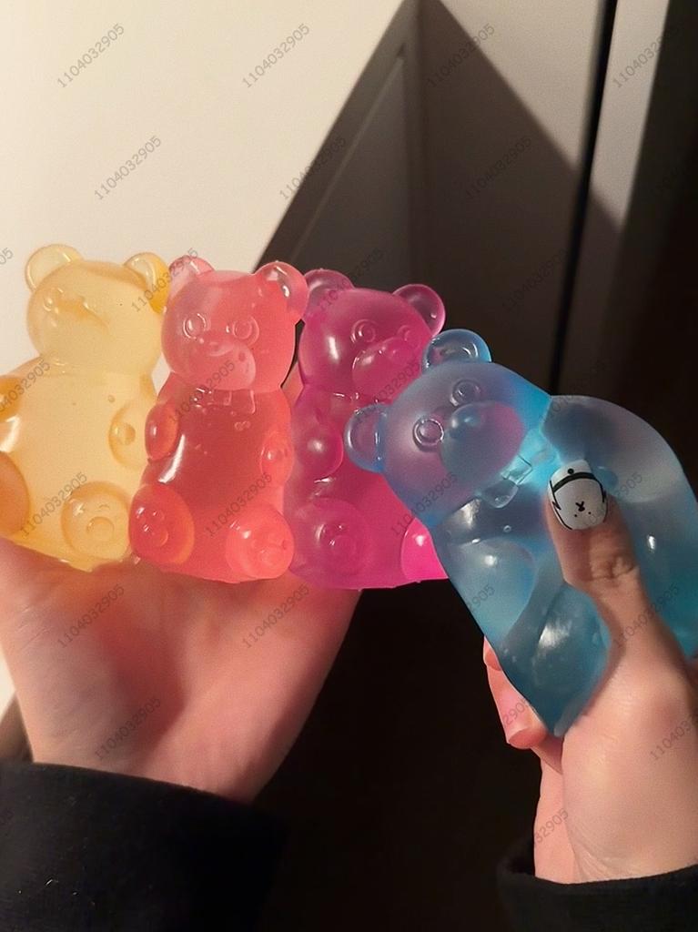 Kleurrijke Gummy Bear Fudge Knijpspeeltje Jelly Bean Gummy Snoep Fidget Hand Ontspanningsspeeltje Anti-Stress Verlichting Voor Alle Leeftijden