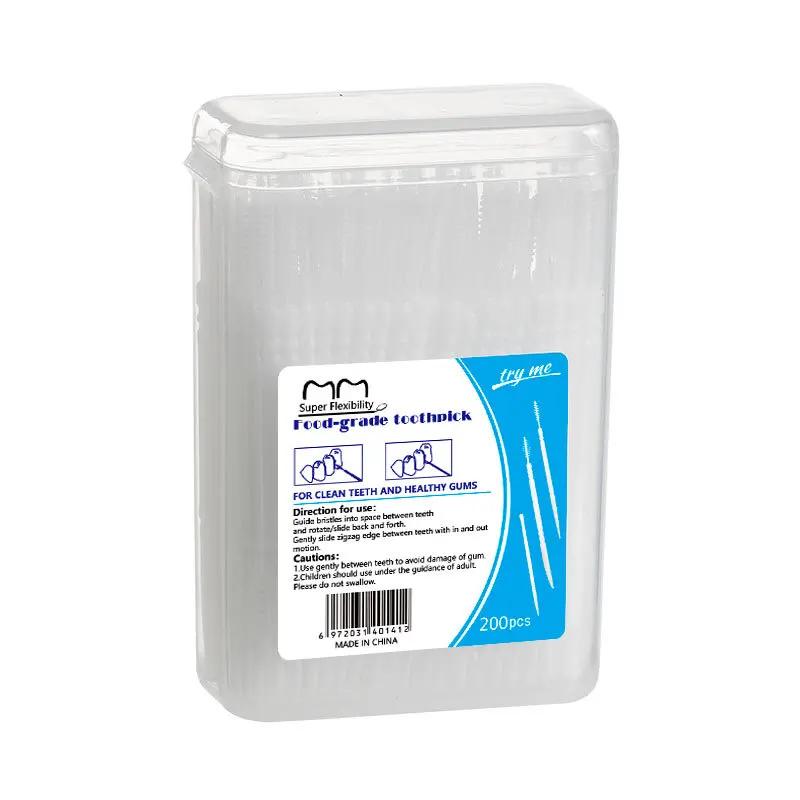 200pcs Plastic Double-headed Disposable Toothpicks Ultra Fine Interdental Brush Dental Flossing Head Oral Hygiene Tool