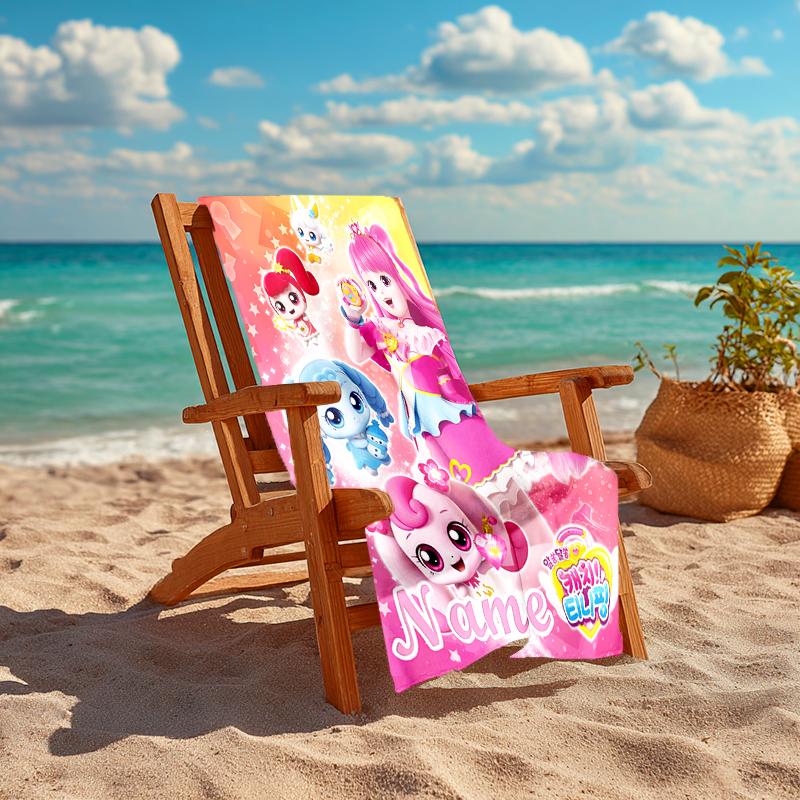 Personalized customized proof beach towel with Catch! Teenieping pattern - soft, absorbent, quick-drying, perfect swimming, camping&bathing