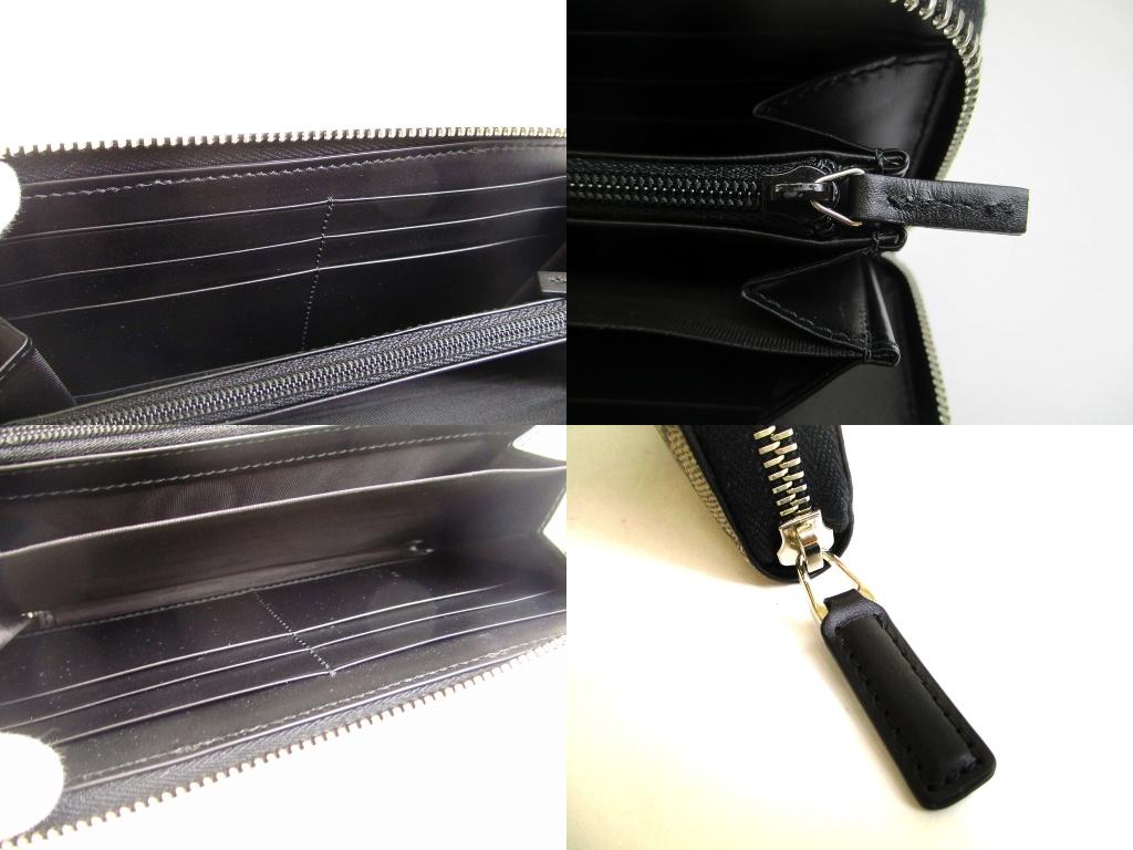 Authentic GUCCI Beige GG Coating Canvas Black Leather Round Zip Long Wallet #b097  Open Box