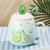 Fresh Style With Lid Strawberry Mug 450ML Capacity Heart Art Coffee Mug Belly Cup Easy To Clean Water Cup Office Use