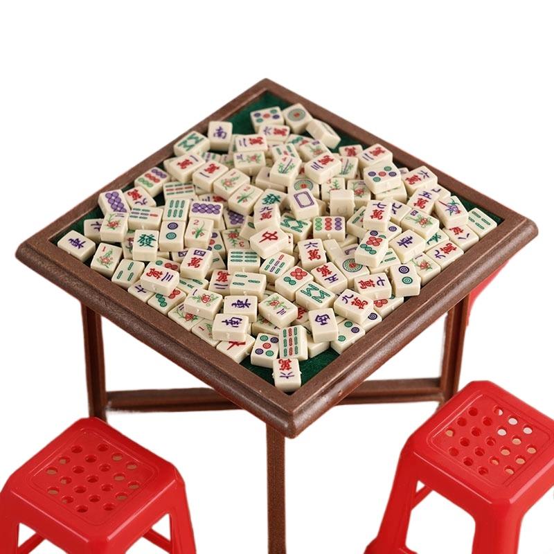 1:12 Scale Miniature Dollhouse Furniture Model Mahjong Table and Chair