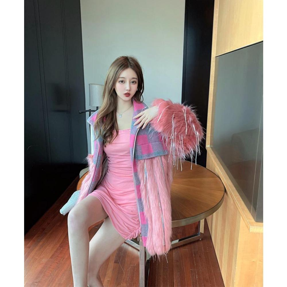 Winter New Imitation Fox Fur Imitation Raccoon Fur Plush Tassel Trendy Fur Mid-length Coat High-end Women's Clothing