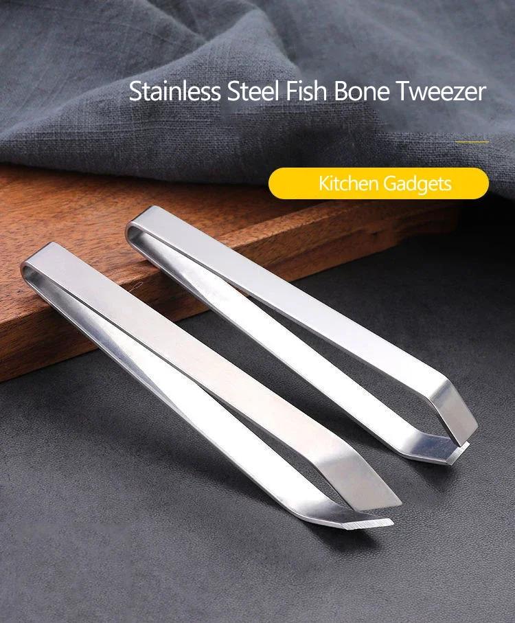 1 PC Stainless Steel Fish Bone Tweezers Pincer Clip Puller Remover Tongs Fish Bone Plucking Clamp Kitchen Gadgets Seafood Tools
