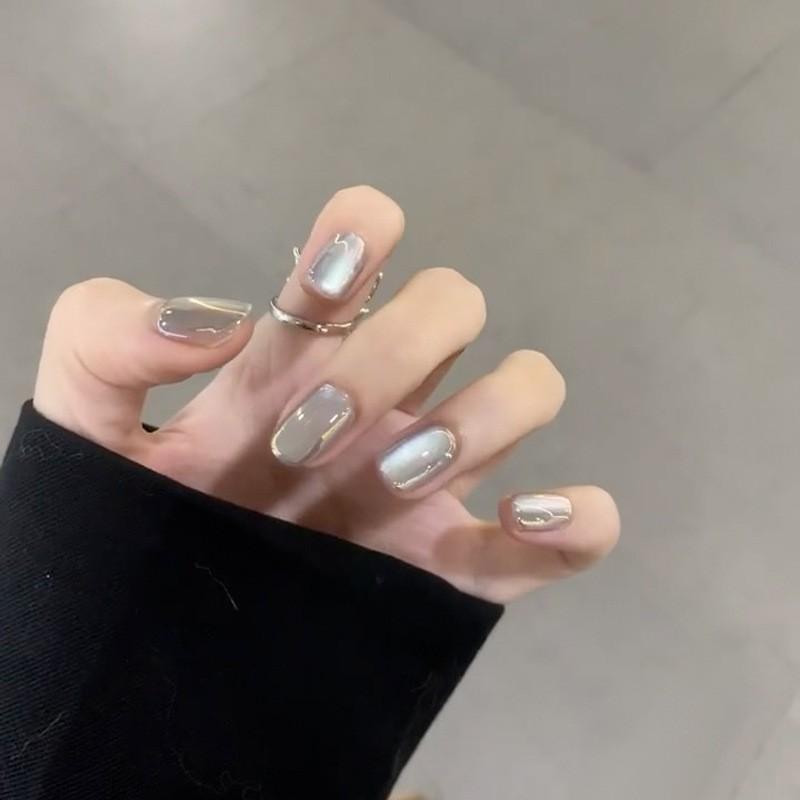 Ins Style Press On Nails Butterfly Pearl Handmade Fake Removable Women