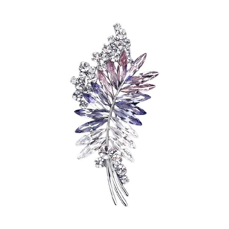 Marquise Stone Brooch Pin with Leaf Shape, Silver-Tone Branch Setting and 8 Cm Size for Lapel, Coat or Dress Accent