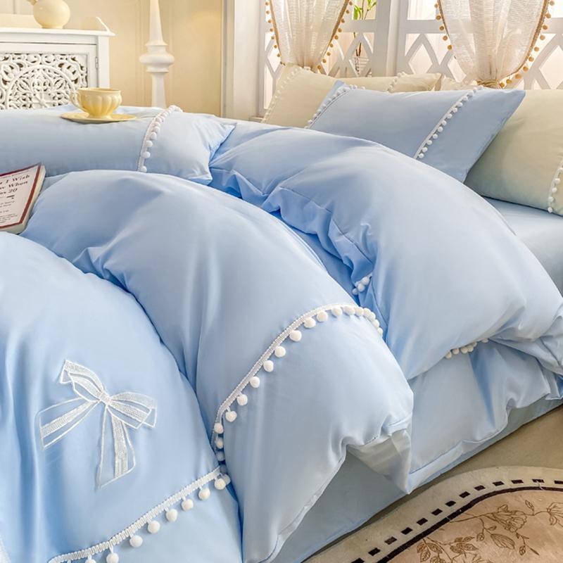 

Пододеяльник нового стиля, утолщенный флисовый с помпонами, мягкий и удобный комплект из четырех предметов, 180x220 220x240, постельное белье разных размеров 120x200cm 3pcs&set