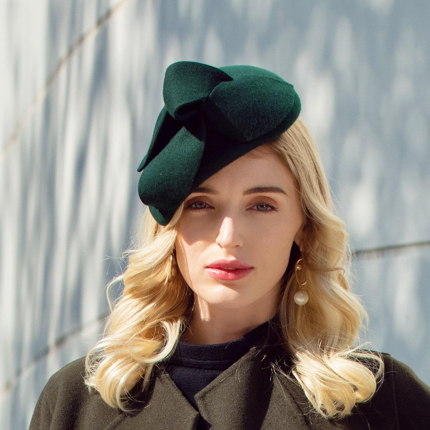 

Womens Fascinators Hats 20s 50s Teardrop Pillbox Hat for Women Church Cocktail Derby Dress Hats зелёный