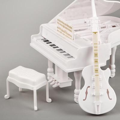 3Pcs Musical Instrument Miniature Props Dollhouse Grand Piano Furniture Guitar Cello Model Doll Accessories Simulation Ornaments