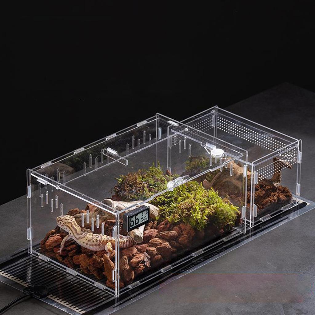 Acrylic Transparent Reptile Terrarium Breeding Box Turtle Cage Nano Arboreal Tarantula Enclosure Dearded Dragon Reptiles Habitat