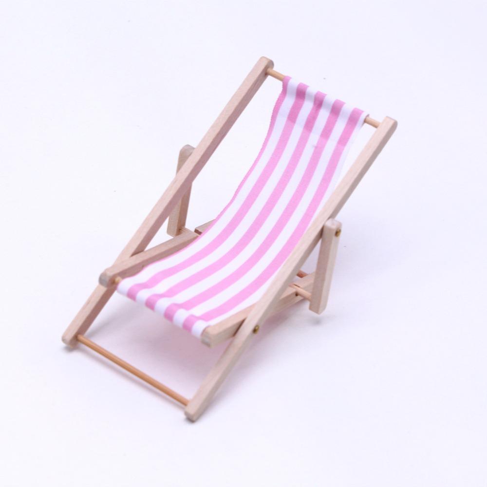 Wooden Foldable Beach Chair Model Multicolors Summer Vacation Beach Chair  For ob11 Doll