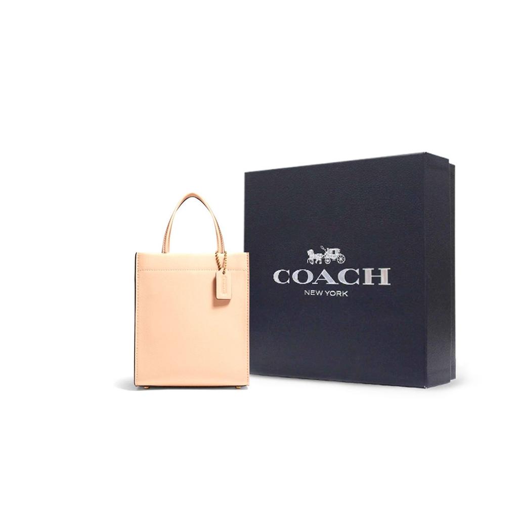 Coach Cashin 14 Logo Leather Tote Bag Women tote Milk-Tea C4828-B4S9W