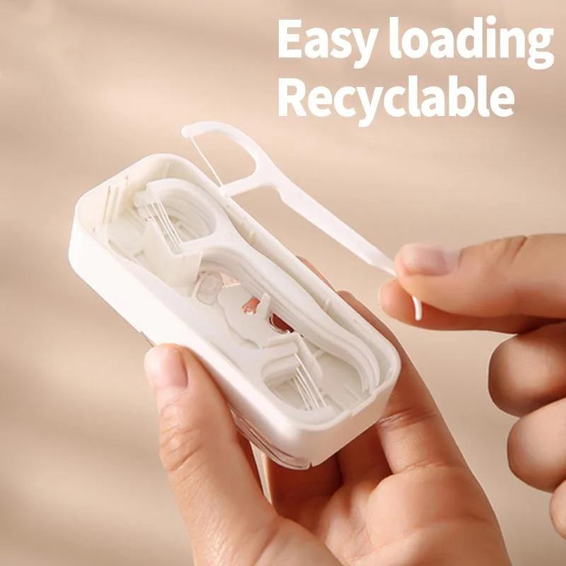 Kunststoff Automatischer Tragbarer Zahnseide Aufbewahrungsbox Zahnseide Reiniger Praktisch Bequem Reisen Camping Mundreinigung Zahnseide