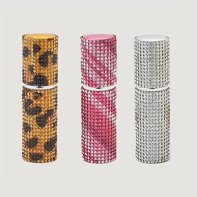 Leere tragbare Sprühflasche, Mini-Parfümzerstäuberflasche mit glitzernden Kristallen, nachfüllbar, Duftpumpenetui, Reiseparfümzerstäuber