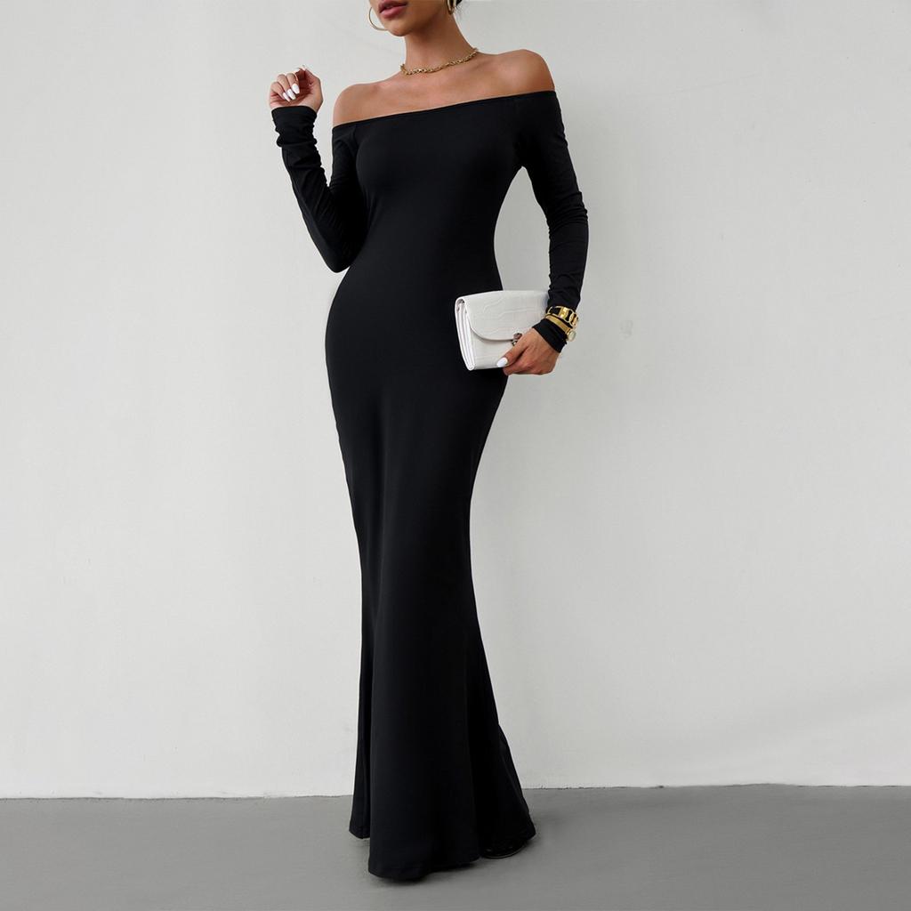 Dámský módní pletený svetr s dlouhým rukávem, sexy rozparek, jednobarevný