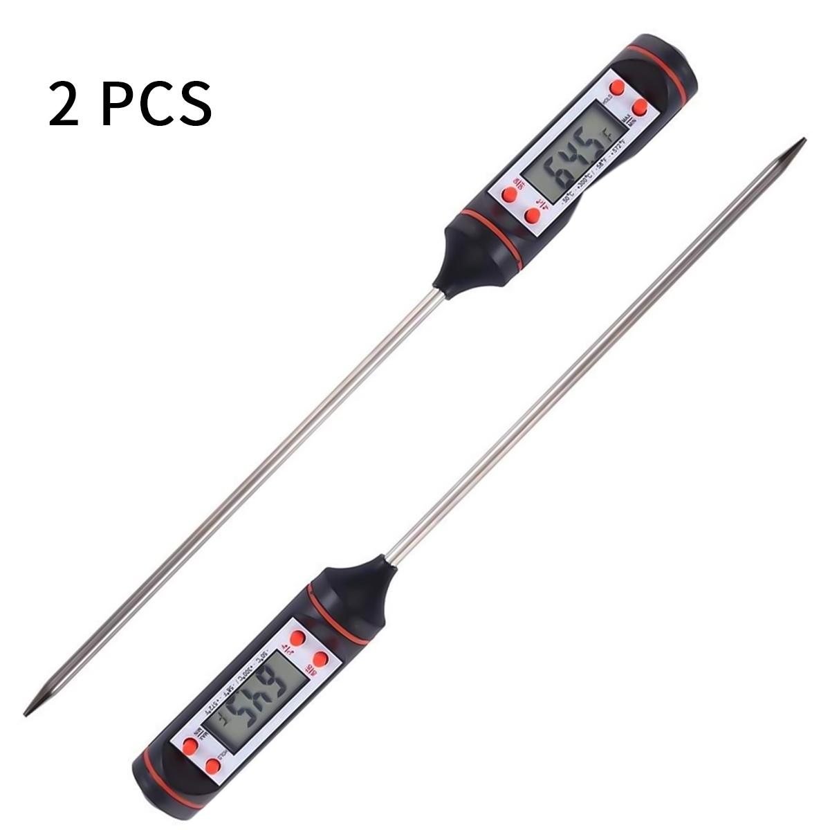 

2 шт. точный термометр для приготовления пищи, длинный зонд, цифровой термометр для мгновенного считывания показаний, для гриля, коптильни, барбекю