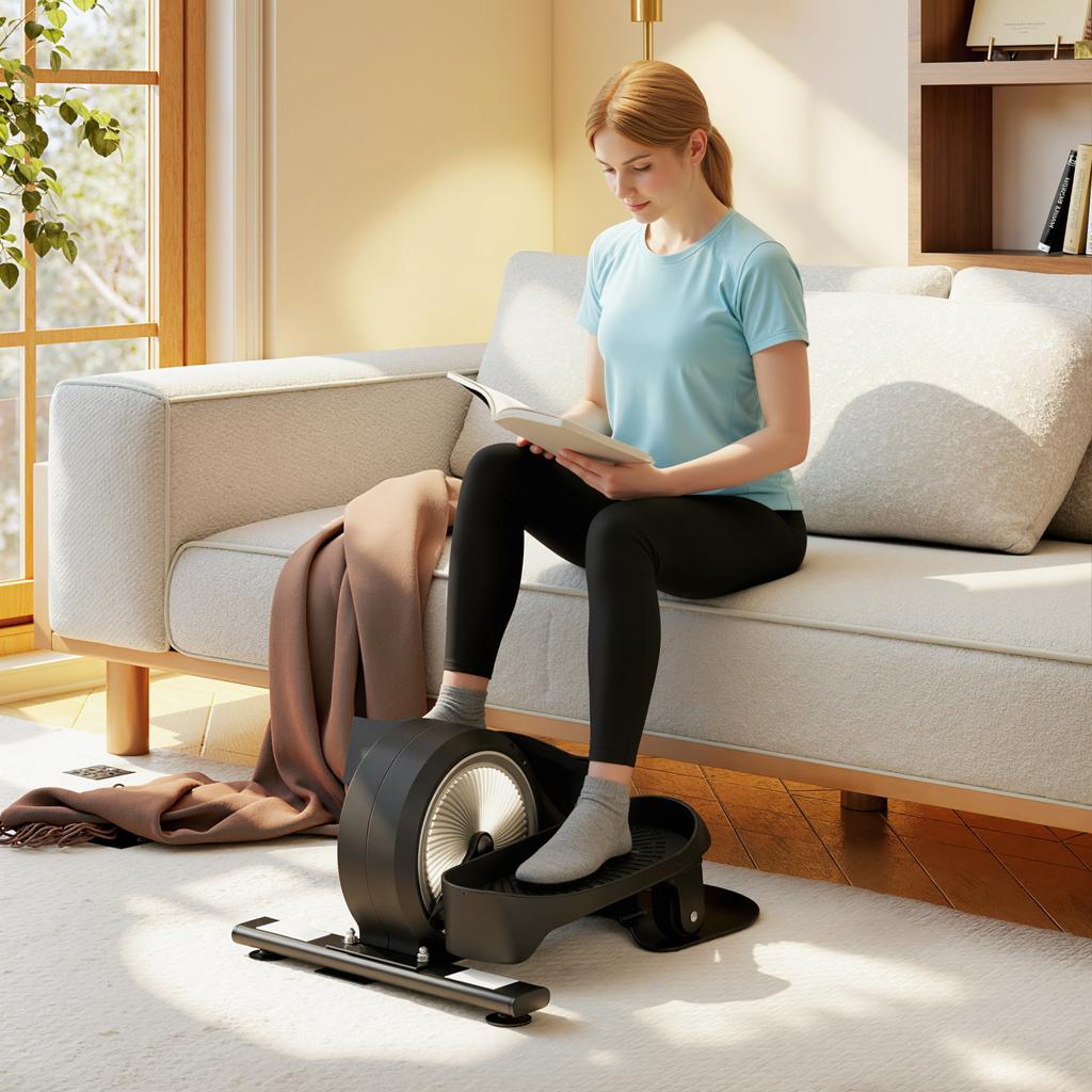 Under Desk Elliptical Machine with LCD Monitor, 8 Adjustable Magnetic Resistances for 2-in-1 Seat & Stand Up Exercise