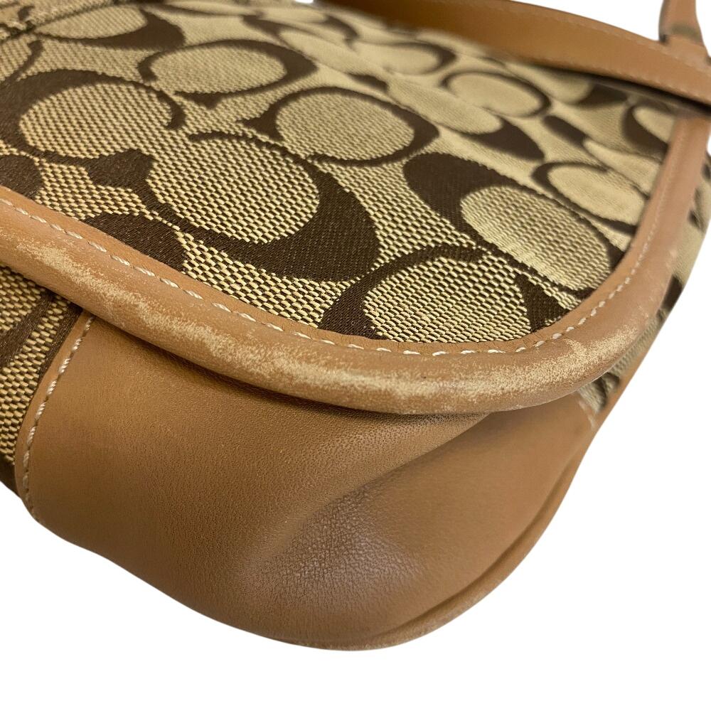 Coach 10567 Turn Lock Signature Canvas Shoulder Bag Brown Canvas Women Used