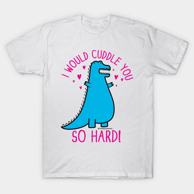 

Men Black Print T-shirt Cuddle Dino No-Cut Transfer Paper Print Cotton Tshirt 4XL