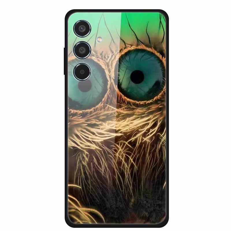 Glass Cellphone Case For Samsung Galaxy M35 Hard Plastic Back Cover For Samsung M 35 Flowers Painted Cases Fundas Shell Shield