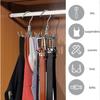 Belt Storage Organizer Pack of 2, 360° Rotatable Clothes Hangers for Ties, Scarves, Hats, Bags, Bras, Silver
