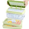 LMETJMA Ice Cube Tray with Stackable 2 Ice Trays Silicone Ice Cube Molds with Storage Bin For Freezer 64 Nuggets JTX478