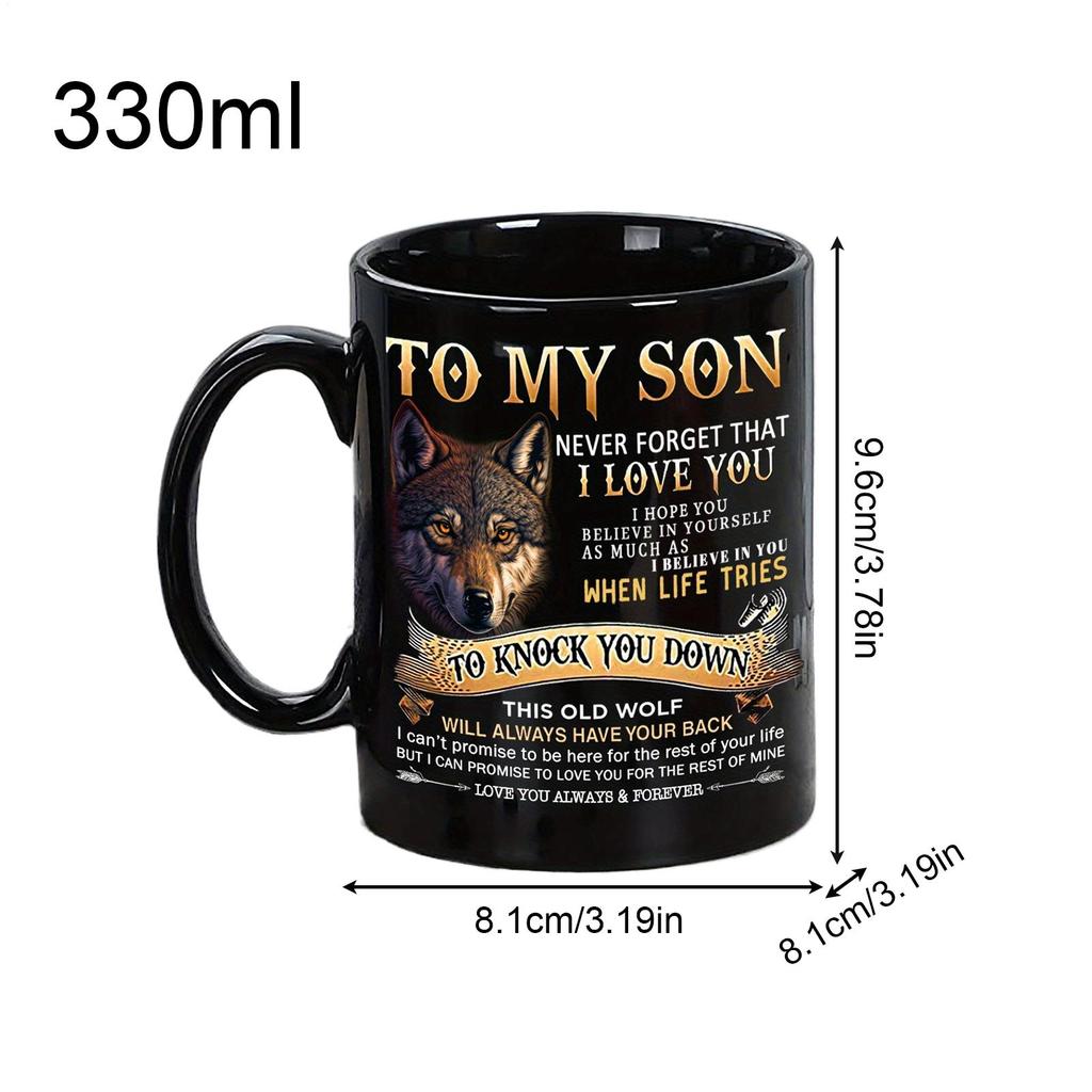 To My Son Mug 330ml Ceramic Classic Dining Mug Family Coffee Mug Father To Son Gift Black Ceramic Cup For Birthday Party