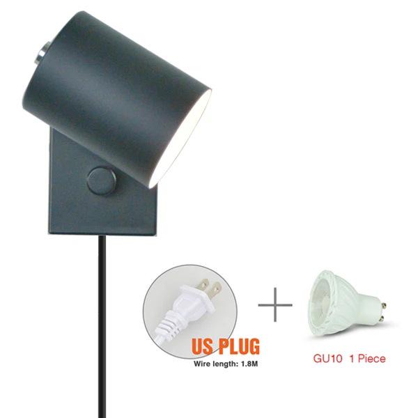 Adjustable Angle Modern Minimalist Bedside Wall Lamp with GU10 Spotlight for Living Room
