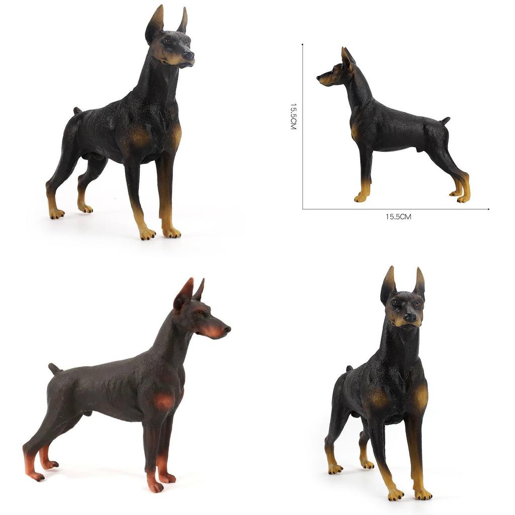 Childrens Pvc Black Doberman Dog Model For Farm Scene And Collectible Display