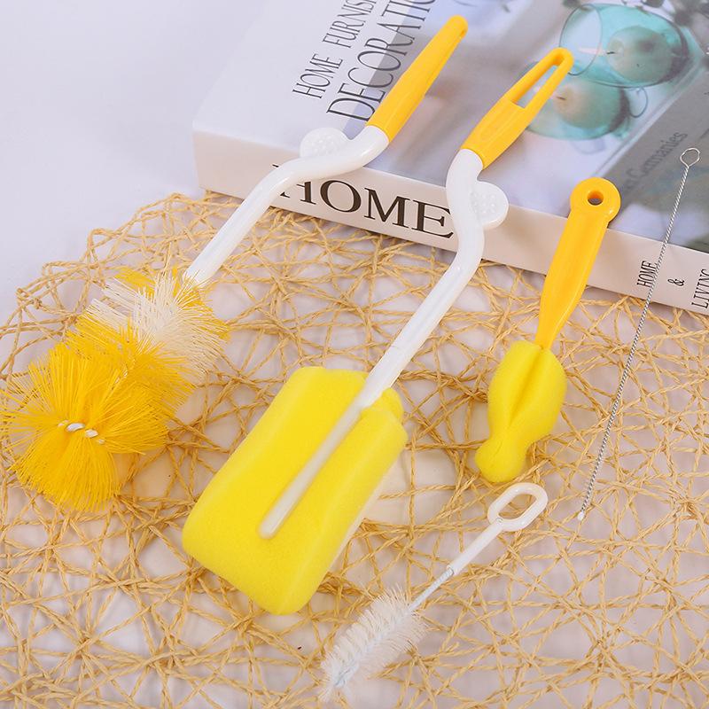 

5Pcs Baby Bottle Brush Set Infant Nipple 360-Degree Rotating Clean Sponge Spout Cup Pacifier Straw Brush Kit Bottle Clean Tools жёлтый